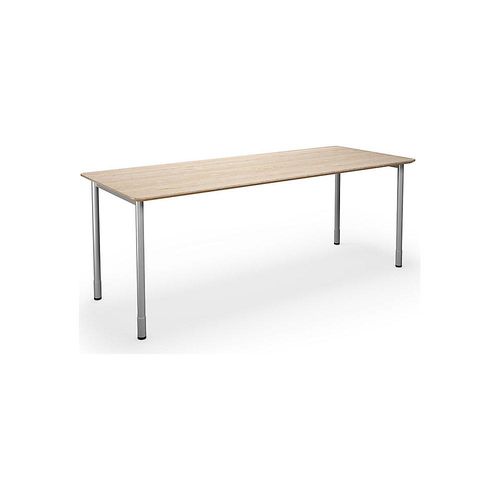 4061753267894 - Mehrzwecktisch DUO-C Trend gerade Platte abgerundete Ecken Tiefe 800 mm Breite 1800 mm Eiche silber kaiserkraft