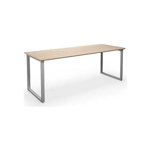 4061753268495 - Mehrzwecktisch DUO-O Trend gerade Platte abgerundete Ecken Tiefe 800 mm Breite 1800 mm Eiche   silber kaiserkraft