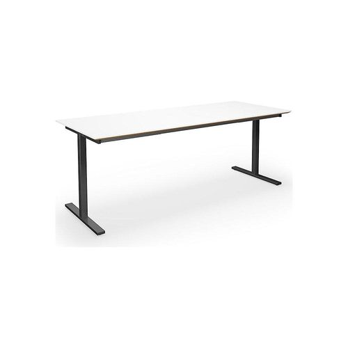 4061753268839 - Mehrzwecktisch DUO-T Trend gerade Platte Tiefe 800 mm Breite 1800 mm weiß   schwarz kaiserkraft