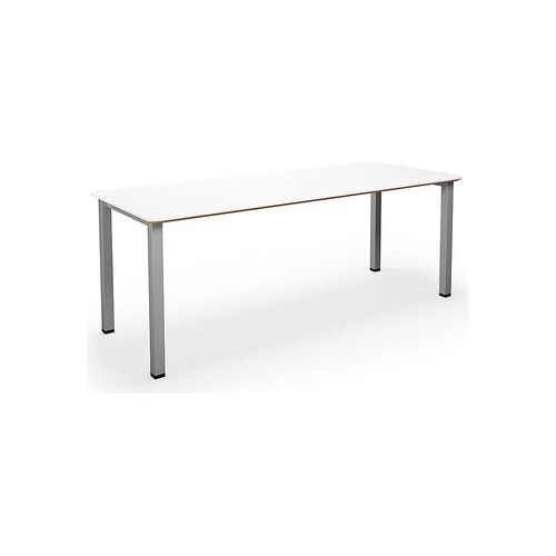 4061753269720 - Mehrzwecktisch DUO-U Trend gerade Platte abgerundete Ecken Tiefe 800 mm Breite 1800 mm weiß silber