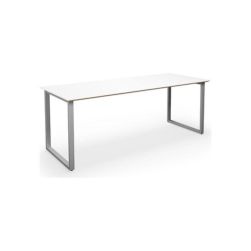4061753268228 - Mehrzwecktisch DUO-O Trend gerade Platte Tiefe 800 mm Breite 1800 mm weiß   silber kaiserkraft