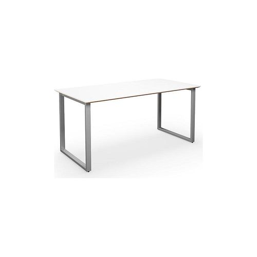 4061753268105 - Mehrzwecktisch DUO-O Trend gerade Platte Tiefe 800 mm Breite 1400 mm weiß   silber kaiserkraft