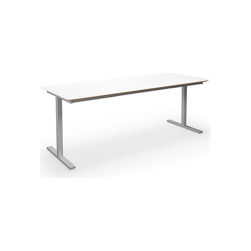 4061753269126 - Mehrzwecktisch DUO-T Trend gerade Platte abgerundete Ecken Tiefe 800 mm Breite 1800 mm weiß silber kaiserkraft