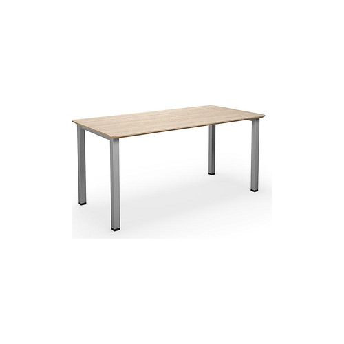 4061753269577 - Mehrzwecktisch DUO-U Trend gerade Platte abgerundete Ecken Tiefe 800 mm Breite 1400 mm Eiche silber kaiserkraft