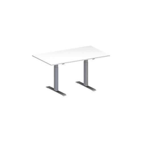 4251898815238 - Genius Konferenztisch MODENA FLEX Rechteck T-Fuß Rechteckrohr B 1400 x T 800 x H 650-850 mm weiß weißaluminium RAL 9006