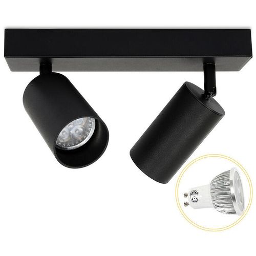 9441002095334 - Deckenstrahler led Einbaustrahler GU10 4w Spots drehbar schwenkbar schwarz-matt led wechselbar Warmweiß Doppelkopfstrahler - Schwarz - Swanew