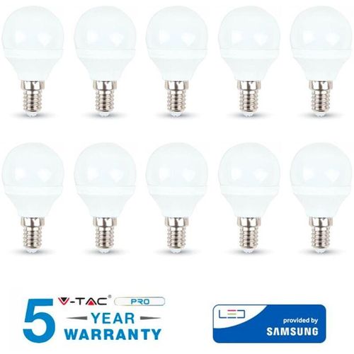 0636339775137 - Vtac - 10 v-tac samsung LED-Glühbirnen E14 55W mini globe warm natural VT-236 -Kalt