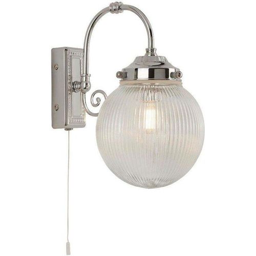 5053423130019 - Belvue - 1 helles Badezimmer Chrom Glasschirm IP44 E14 - Searchlight