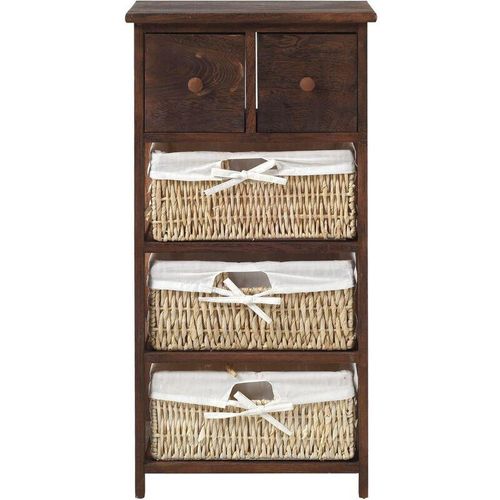 0634065299408 - Mobili Rebecca - Rebecca Mobili Nachttisch 3 Körbe 2 Schubladen Holz Weiden braun Shabby 80x40x27 0634065299408 - Mobili Rebecca - Rebecca Mobili Nachttisch 3 Körbe 2 Schubladen Holz Weiden braun Shabby 80x40x27