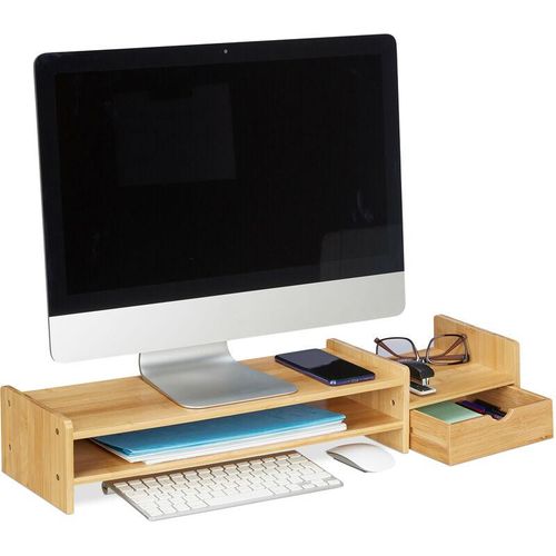 4052025378875 - Monitorständer Bambus Bildschirmerhöhung PC-Ablage Bildschirmständer mit Schublade hbt 12x70x19cm natur - Relaxdays 4052025378875 - Monitorständer Bambus Bildschirmerhöhung PC-Ablage Bildschirmständer mit Schublade hbt 12x70x19cm natur - Relaxdays