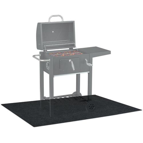 4052025374846 - Bodenschutzmatte Outdoor Grillunterlage zum Rollen waschbarer Grillteppich BxT 120 x 80 cm anthrazit - Relaxdays