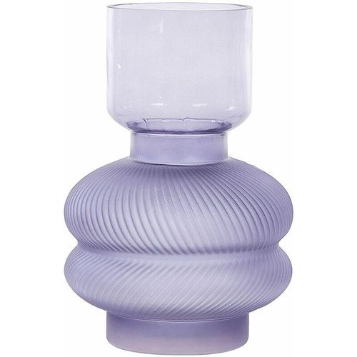 4251682294669 - Beliani - Blumenvase Violett Glas 24 cm Organische Form mit Schmalem Hals Rillen Modern Tischdeko Wohnaccessoires Deko Glasvase für Wohnzimmer