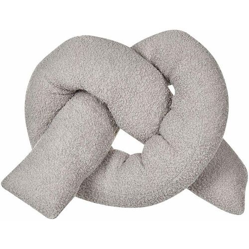 4255664848147 - Beliani - Dekokissen Grau Webpelz mit Füllung 172x14 cm Teddy-Optik Bretzelform Knotenkissen Modern Wohnzimmer Schlafzimmer Ausstattung Sofakissen