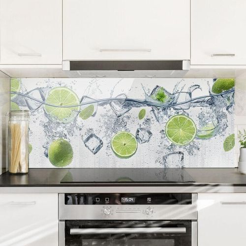 4055957675975 - Micasia - Spritzschutz Glas - Erfrischende Limette - Panorama Quer Größe HxB 40cm x 100cm