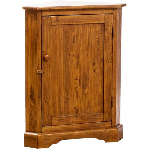 3000005069924 - Biscottini - Landhaus-Eckschrank aus massivem Lindenholz mit Nussbaum-Finish L50xPR50xH92 cm Made in Italy