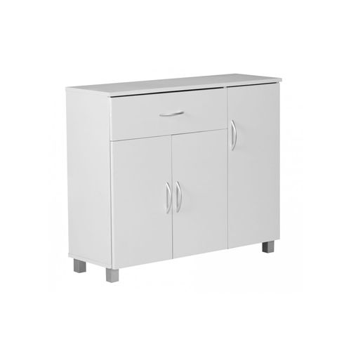 4251745764597 - Sideboard-Kommode Modernes Design 3 Türen eine Schublade Aluminium-Griffe Spanplatte Kunststoff 90x75x30 cm