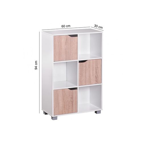 4251745765204 - Moderne Holz Bücherregal mit 6 Fächern - Stilvoller Sonoma Eiche Akzent Weiße Farbe Robust KADIMA DESIGN