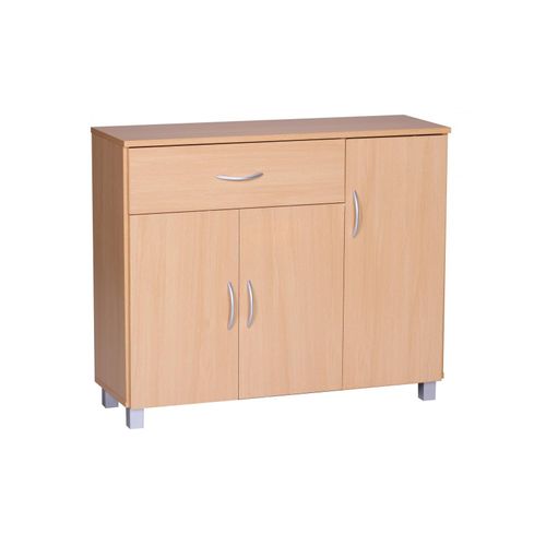 4251745764580 - Sideboard-Kommode Modernes Design 3 Türen eine Schublade Aluminium-Griffe Spanplatte Kunststoff 90x75x30 cm