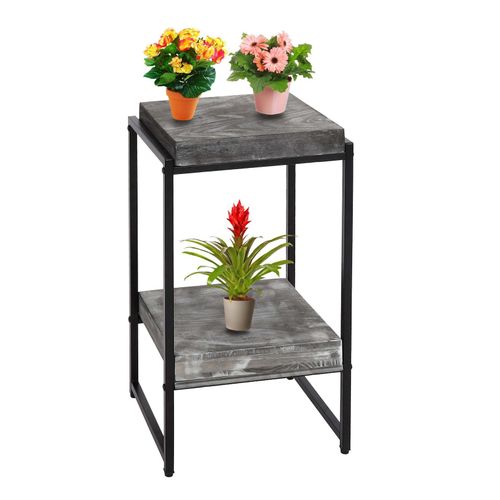 4057651864563 - Blumentisch MCW-K71 Blumenregal Beistelltisch Pflanzregal FSC-zertifiziert MDF Metall ~ dunkelgrau 61cm