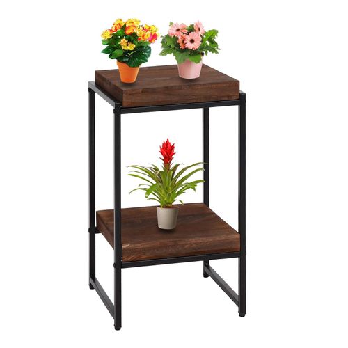 4057651819082 - Blumentisch MCW-K71 Blumenregal Beistelltisch Pflanzregal FSC-zertifiziert MDF Metall ~ dunkelbraun 61cm