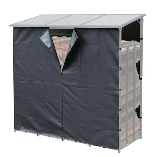 4001827474353 - Wetterschutz Set für Kaminholzlager 143x70x130 145cm Grau