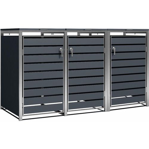 4067673005462 - Mülltonnenbox-Set für drei Mülltonnen Anthrazit ral 7016 Edelstahl Mülleimerbox - Zelsius 4067673005462 - Mülltonnenbox-Set für drei Mülltonnen Anthrazit ral 7016 Edelstahl Mülleimerbox - Zelsius