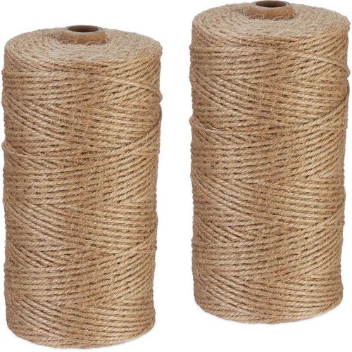 4052025460433 - Juteschnur 2 mm 2 Rollen Jutegarn je 250 m biologisch abbaubar Basteln Garten Verpackung Kordel natur - Relaxdays