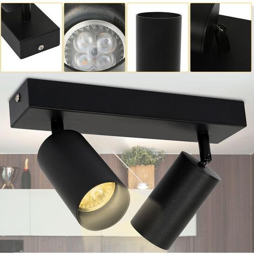 9441000410085 - Deckenstrahler Deckenleuchteg led Deckenstrahler schwenkbar Wand-Lampe Strahler 2-flammi - Schwarz - Swanew