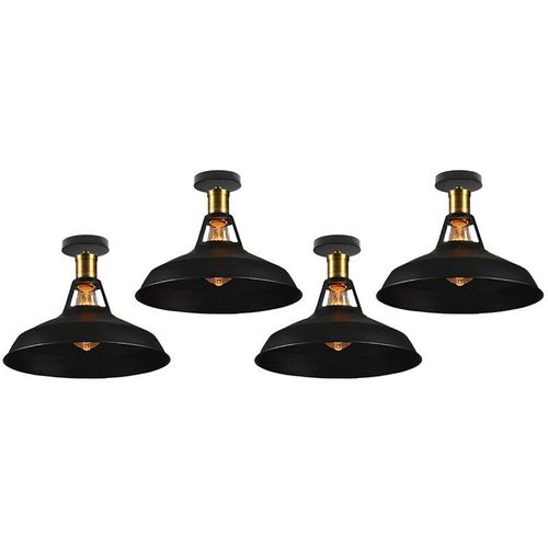 6033797090743 - Axhup - Deckenlampe 27cm Deckenleuchte Industriell Vintage Eisen Lampenschirm Schwarz Lampe für Flur Balkon Treppe - 4 Pack