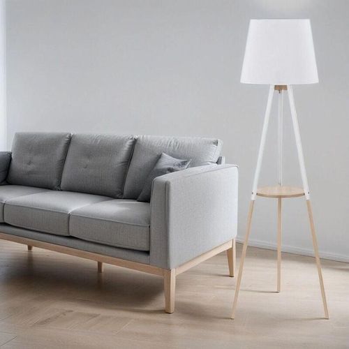 4251334765547 - Licht-erlebnisse - Dreibein Stehleuchte vaio Weiß Holz skandinavisch - Beige Weiß