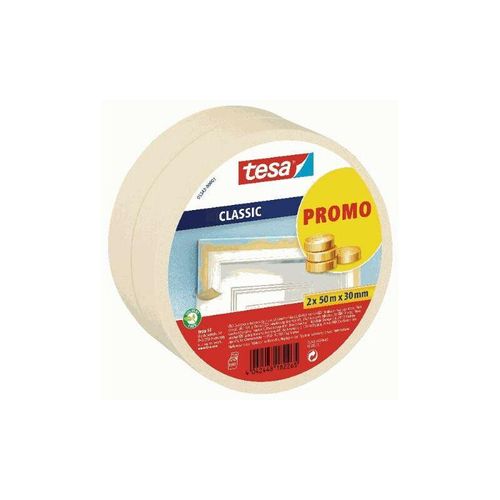 4042448182265 - Malerband Promo 2er Turm Classic 2 x (50m x 30 mm) transparent Kreppband - Tesa