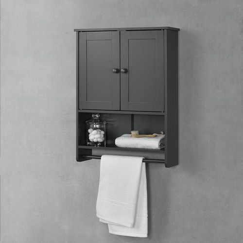 4059438575921 - [encasa] - Badezimmerschrank Steyr 65x49x15 cm Dunkelgrau mdf encasa - Dunkelgrau