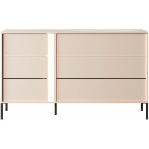 5905351247959 - Furnix - dasti 138 6S Kommode Metallfüßen Kommode B1373 x H814 x T395 cm Beige