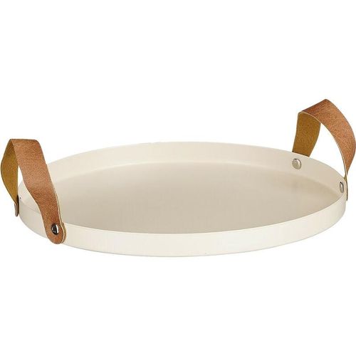 8720362281993 - - Mica Tablett Cadiz rund beige aus Eisen ø 25 cm Dekorative Platte