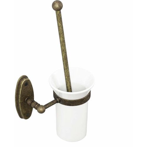 4251756342050 - Licht-erlebnisse - Toilettenbürste aus Messing Glas mit Halterung rostfrei Handarbeit wc Bürste Toilette - Bronze Antik