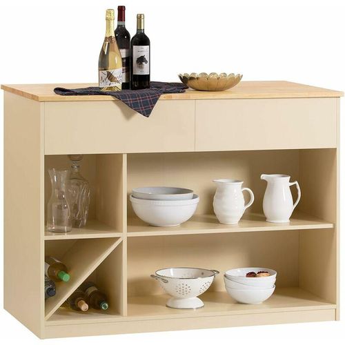 4251388619933 - Sobuy - KNL04-MI Kücheninsel freistehend Küchenschrank Highborad Kommode Schrank Sideboard Bartisch Buffet Beige bht ca 120x90x60cm