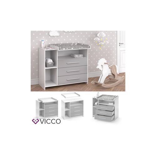 4251421938434 - VICCO Wickelkommode OSKAR weiß grau Wickelregal Babymöbel Kommode Wickeltisch 4251421938434 - VICCO Wickelkommode OSKAR weiß grau Wickelregal Babymöbel Kommode Wickeltisch