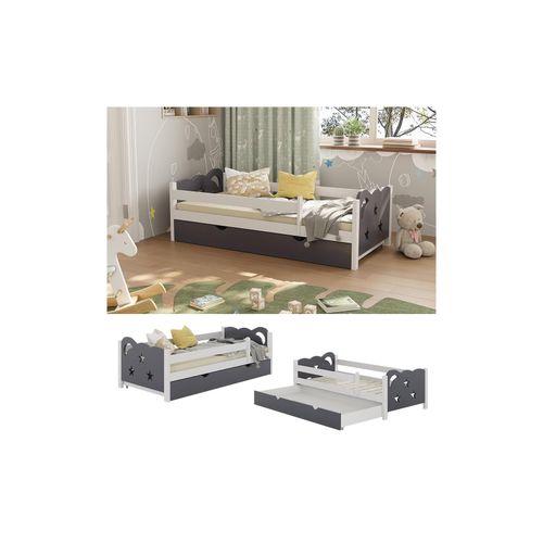 4066731272426 - Livinity Kinderbett Einzelbett Juniorbett Jessica Weiß Grau 160x80 cm modern Kinderzimmer Bett Bettschublade Rausfallschutz