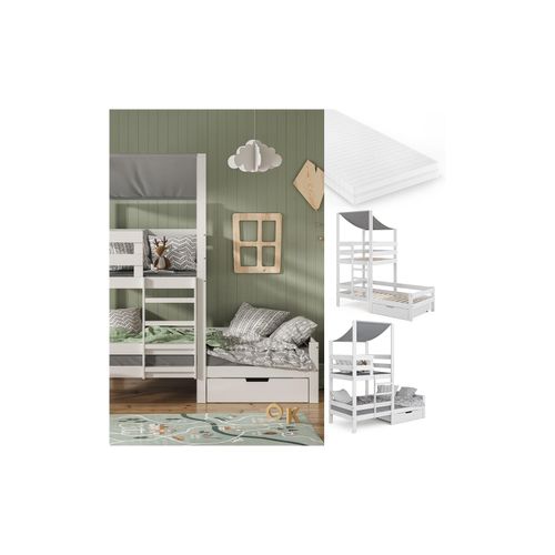 4066731052455 - VitaliSpa Spielturmbett Kinderbett Spielbett Tom Weiß modern 204x218 cm Massivholz Kinderzimmer Lattenrost Bettleiter Bett Schublade Matratze Abenteuerbett Kletterbett 4066731052455 - VitaliSpa Spielturmbett Kinderbett Spielbett Tom Weiß modern 204x218 cm Massivholz Kinderzimmer Lattenrost Bettleiter Bett Schublade Matratze Abenteuerbett Kletterbett