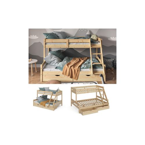 4066731227372 - Hochbett Kinderbett Spielbett Everest Natur modern 140x200 Massivholz Kinderzimmer Bett Lattenrost Bettleiter Kletterbett Doppelbett Geschwisterbett Bettschublade Rollschublade 4066731227372 - Hochbett Kinderbett Spielbett Everest Natur modern 140x200 Massivholz Kinderzimmer Bett Lattenrost Bettleiter Kletterbett Doppelbett Geschwisterbett Bettschublade Rollschublade