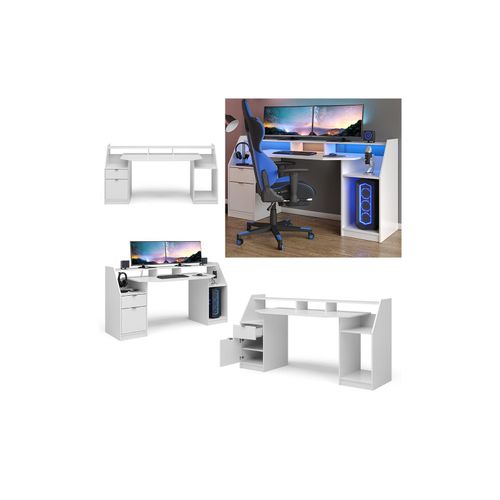 4251421952010 - Computertisch Joel Groß PC-Tisch Weiß Gamingtisch Schreibtisch Büromöbel 4251421952010 - Computertisch Joel Groß PC-Tisch Weiß Gamingtisch Schreibtisch Büromöbel