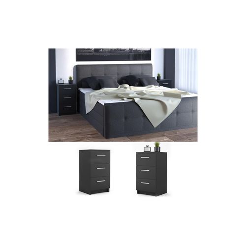 4251421920415 - VICCO Nachtkommode Boxspringbett Nachtschrank Nachttisch Kommode Schrank schwarz 4251421920415 - VICCO Nachtkommode Boxspringbett Nachtschrank Nachttisch Kommode Schrank schwarz
