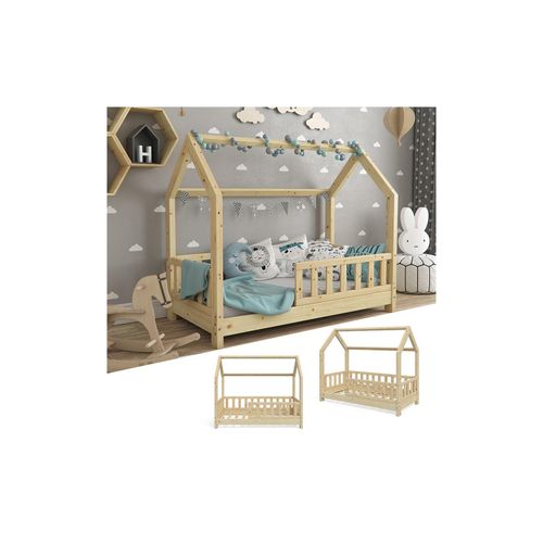 4251421929654 - Kinderbett Wiki 140x70cm Natur mit Matratze und Rausfallschutz Vitalispa
