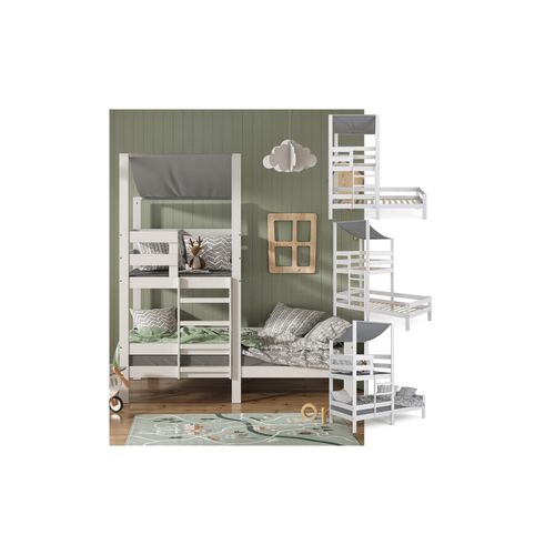 4251421972940 - Kinderbett Tom 90x200cm mit 2 Matratzen Spielbett Jugendbett Spielturm 4251421972940 - Kinderbett Tom 90x200cm mit 2 Matratzen Spielbett Jugendbett Spielturm
