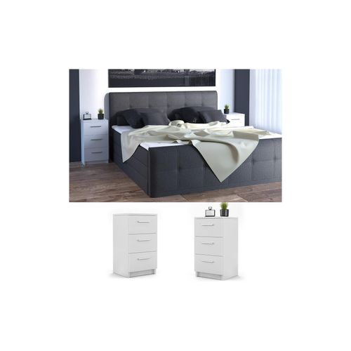 4251421920408 - VICCO Nachtkommode Boxspringbett Nachtschrank Nachttisch Kommode Schrank weiß 4251421920408 - VICCO Nachtkommode Boxspringbett Nachtschrank Nachttisch Kommode Schrank weiß