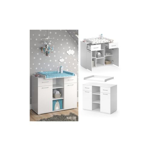 4251421957848 - Wickelkommode Wickeltisch Wickelregal Leonie mit Wickelaufsatz Babyregal