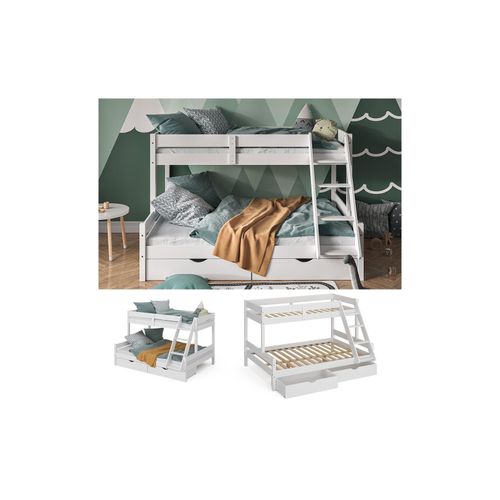 4066731227396 - Hochbett Kinderbett Spielbett Everest Weiß modern 140x200 Massivholz Kinderzimmer Bett Lattenrost Bettleiter Kletterbett Doppelbett Geschwisterbett Bettschublade Rollschublade 4066731227396 - Hochbett Kinderbett Spielbett Everest Weiß modern 140x200 Massivholz Kinderzimmer Bett Lattenrost Bettleiter Kletterbett Doppelbett Geschwisterbett Bettschublade Rollschublade