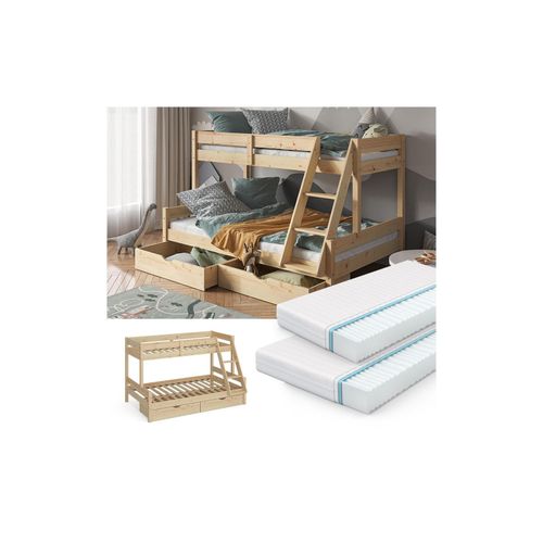 4066731227327 - VitaliSpa Hochbett Kinderbett Spielbett Everest Natur modern 120x200 Massivholz Kinderzimmer Bett Lattenrost Bettleiter Kletterbett Doppelbett Geschwisterbett Bettschublade Rollschublade Matratze 4066731227327 - VitaliSpa Hochbett Kinderbett Spielbett Everest Natur modern 120x200 Massivholz Kinderzimmer Bett Lattenrost Bettleiter Kletterbett Doppelbett Geschwisterbett Bettschublade Rollschublade Matratze
