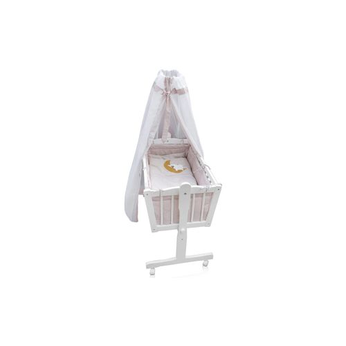 4260423420281 - Baby Wiege Kinder Bett Stubenwagen Beistellbett + 9 tlg Zubehör Weiß Beige 4260423420281 - Baby Wiege Kinder Bett Stubenwagen Beistellbett + 9 tlg Zubehör Weiß Beige