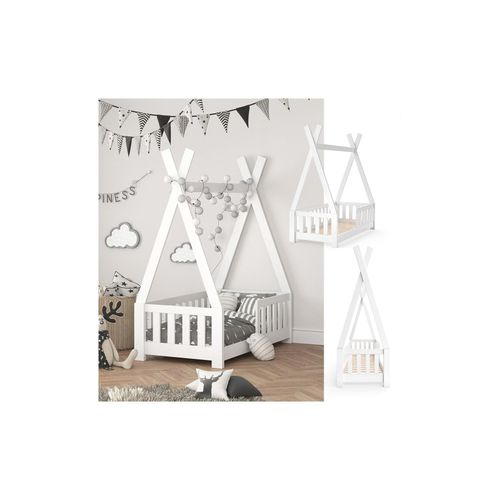 4251421943247 - VITALISPA Kinderbett TIPI Indianer Bett Kinderhaus Holz Hausbett 70x140cm Weiß 4251421943247 - VITALISPA Kinderbett TIPI Indianer Bett Kinderhaus Holz Hausbett 70x140cm Weiß
